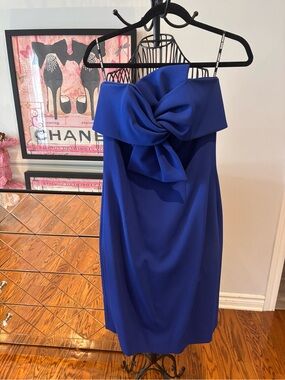 Royal Blue Strapless Bow Cocktail Dress